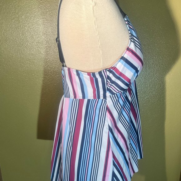 Women 2XL Size Tankini Stripe Printed Tank High Waist 2 Piece Swimsuits with Boy - Picture 4 of 15